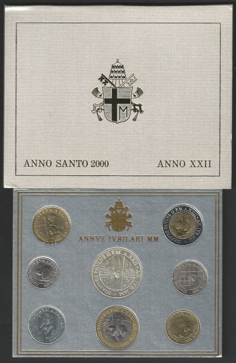 2000 Vaticano serei divisionale 8 monete FDC - BU