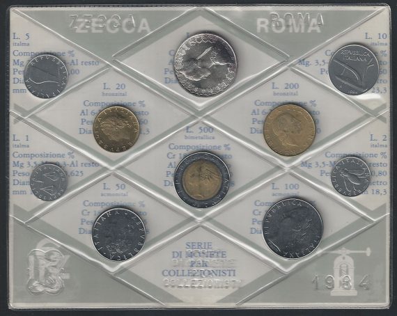 1984 Italia serie divisionale Zecca 10 monete FDC