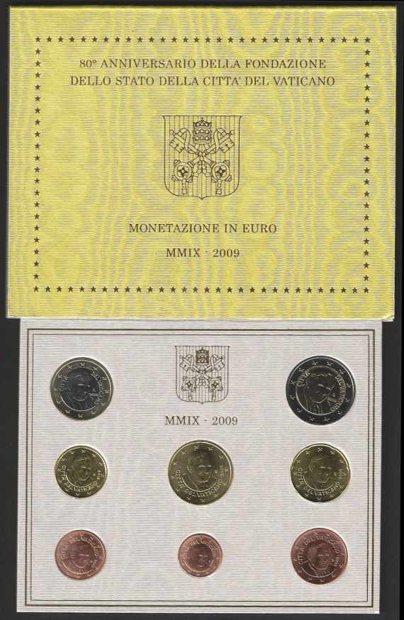 2009 Vaticano divisionale 8 monete FDC - BU