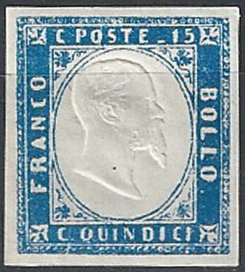 1863 Italia VE II 15c. celeste latteo MNH Sass n. 11d