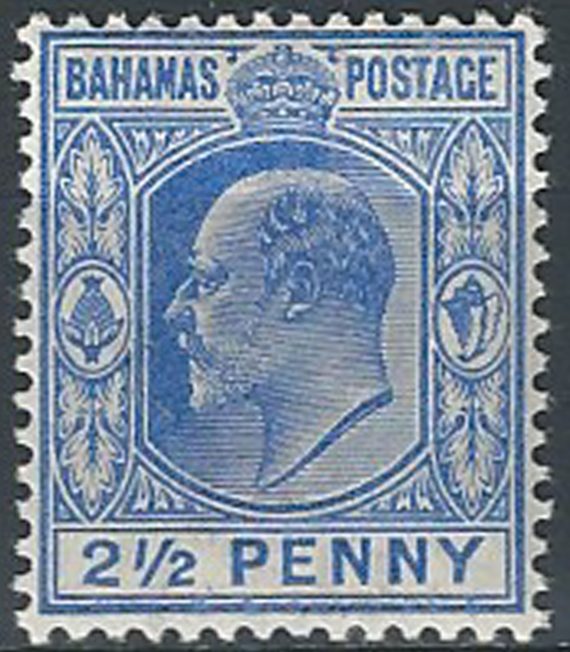 1902 Bahamas Edoardo VII 2 1/2 sloping 2 MNH SG n. 63a