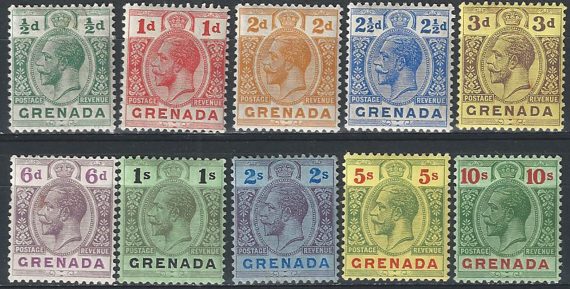 1913-22 Grenada Giorgio V 10v. MH SG n. 89/101