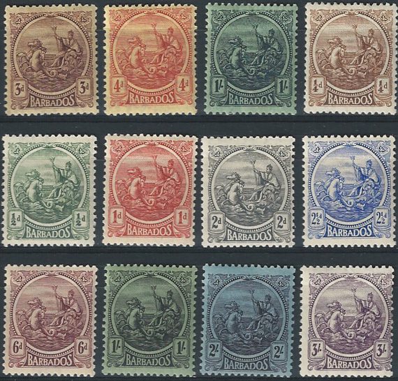 1921-24 Barbados Seal of Colony 12v. MH SG n. 213/28