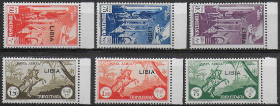 1940-41 Libia airmail 5v. overprinted MNH Sassone n. 46/51