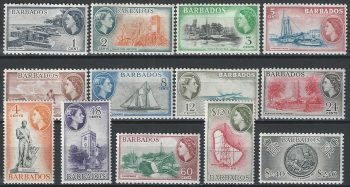 1953-61 Barbados Elizabeth II 13v. MNH SG n. 289/301