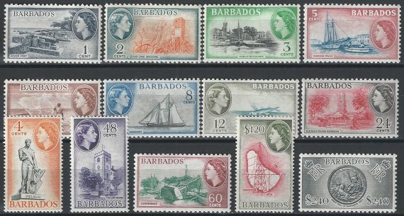 1953-61 Barbados Elisabetta II 13v. MNH SG n. 289/301
