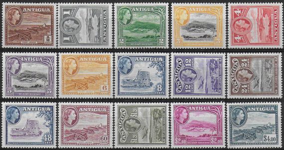 1953-62 Antigua Elisabetta II 15v. MNH SG n. 120a/34