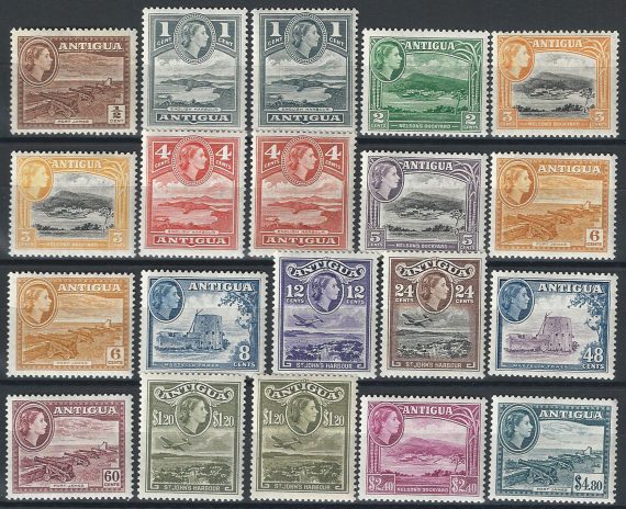 1953-62 Antigua Elisabetta II 20v. MNH SG n. 120a/34+a