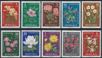 1953 Macao flowers 10v. MNH Yvert n. 363/372