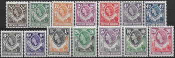 1953 Northern Rhodesia Elizabeth II 14v. MNH SG n. 61/74