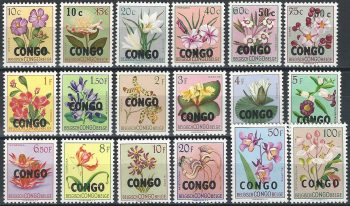 1960 Congo flowers 18v. MNH Yvert n. 382/399