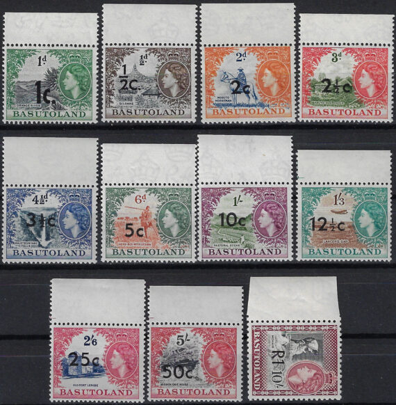 1961 Basutoland Elisabetta II 11v. MNH SG n. 58/68b
