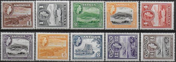 1963-65 Antigua Elisabetta II W 12 10v. MNH SG n. 149/58