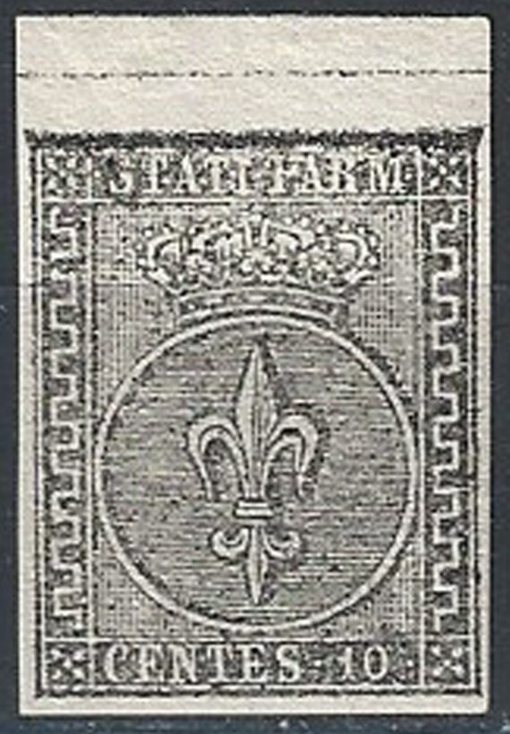 1852 Parma 10 centesimi bianco 1v. S.L (MNH) Cat Sass 2 € 600,00