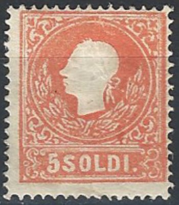 1859 Lombardo Veneto 5 soldi rosso MH Sassone n. 30