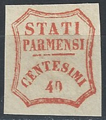 1859 Parma 40c. vermiglio MH Sassone n. 17