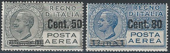 1927 Italia posta aerea nuovo valore 2v. MNH Sassone n. 8/9