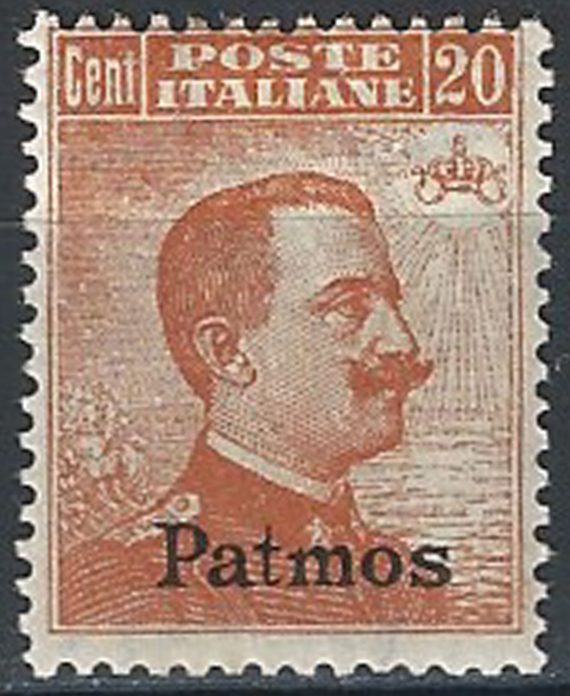 1921-22 Egeo Patmo 20c. arancio variety MNH Sassone n.11