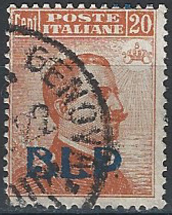 1921 Italia VE III 20c. arancio BLP cancelled Sassone n. 2