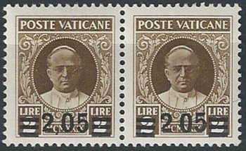 1934 Vaticano L. 2,05 su L. 2 MNH Sass. n. A37+37g