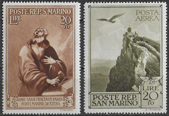 1944 San Marino Case Popolari 2v. MNH Sass n. 277+A48