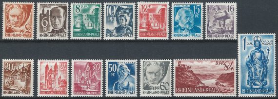 1948 Germania Renania 14v. MNH Unif n. 16/29