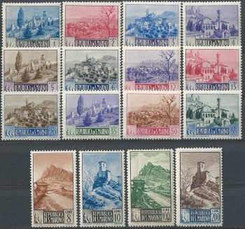 1949-50 San Marino Paesaggi 16v. MNH Sass. n. 342/55