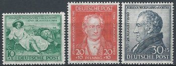 1949 Germania Bizona Goethe 3v. MNH Unif n. 76/79