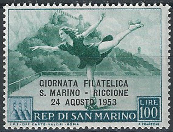 1953 San Marino pattinatrice 1v. MNH Sass. n. 399