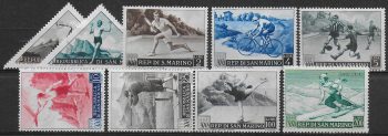1953 San Marino sports advertising 9v. MNH Sassone n. 391/98+A