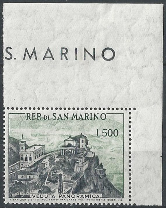 1958 San Marino L. 500 veduta panoramica MNH Sass. n. 475