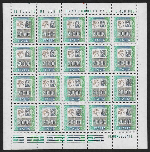 1987 Italia Siracusana high values L. 20.000 MS Unificato n. 1442B