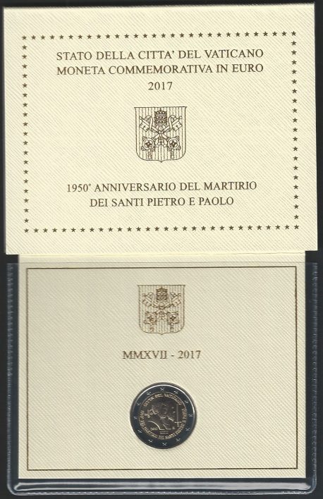 2017 Vaticano Pietro e Paolo € 2,00 FDC - BU in folder