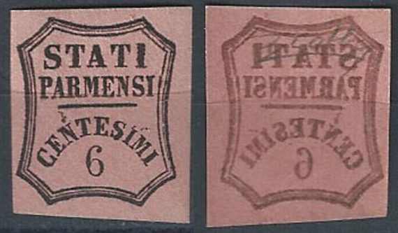 1857 Parma Giornali 6c. rosa vivo decalco MNH Sassone n. 1