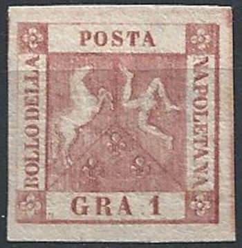 1858 Napoli 1 grano carminio MNH Sassone n. 4a