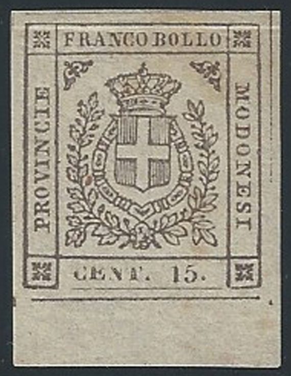 1859 Modena 15c. bruno bf MNH Sassone n. 13