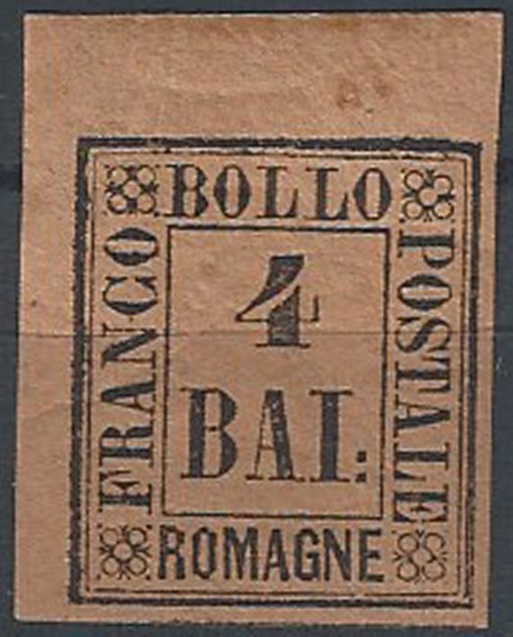 1859 Romagne 4 bajocchi fulvo af MNH Sassone n. 5
