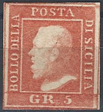 1859 Sicilia 5 grana vermiglio MH Sassone n. 11