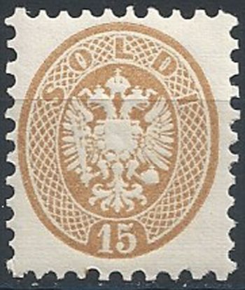 1864 Lombardo Veneto 15 soldi bruno MNH Sassone n. 45