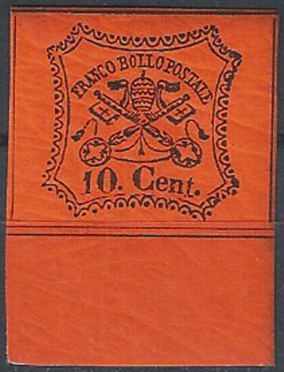 1867 Pontificio 10c. vermiglio arancio bf MNH Sassone n. 17