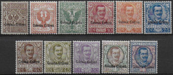 1903 Eritrea VE III Floreale 11v. bc MNH Sassone n. 19/29