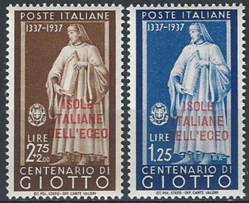 1938 Egeo Giotto 2v. MNH Sassone n. 109/110
