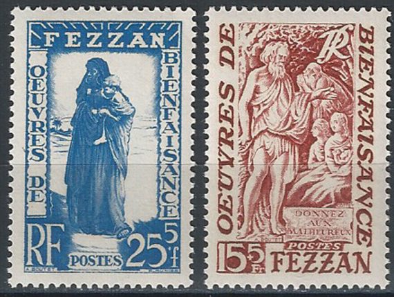 1950 Fezzan charity 2v. MNH Sassone n. 27/28