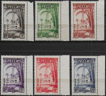 1950 Fezzan Brak Oasis postage due 6v. MNH Sassone n. 1/6