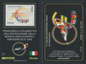2002 Italia tessera filatelica Essen 2-01-2002 Unif. n. 4