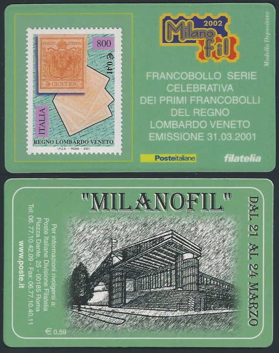 2002 Italia tessera filatelica Milanofil Unif n. 3