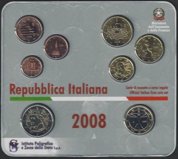 2008 Italia divisionale 8 monete FDC in blister