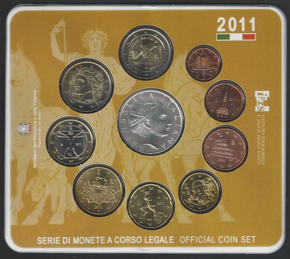 2011 Italia divisionale 10 monete FDC in blister