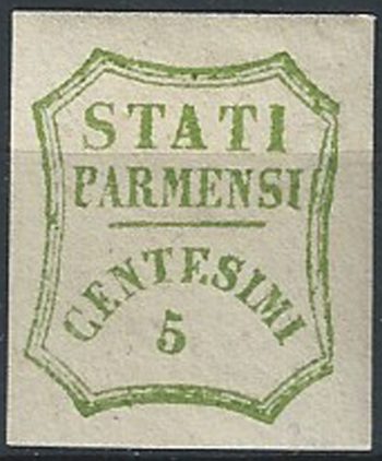 1859 Parma 5c verde giallo MNH Sassone n. 13