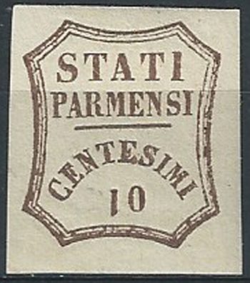 1859 Parma 10c. bruno MNH Sassone n. 14b